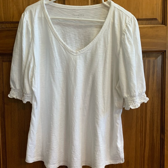 Talbots Tops - Talbots White Ruffled Short Sleeve T-shirt